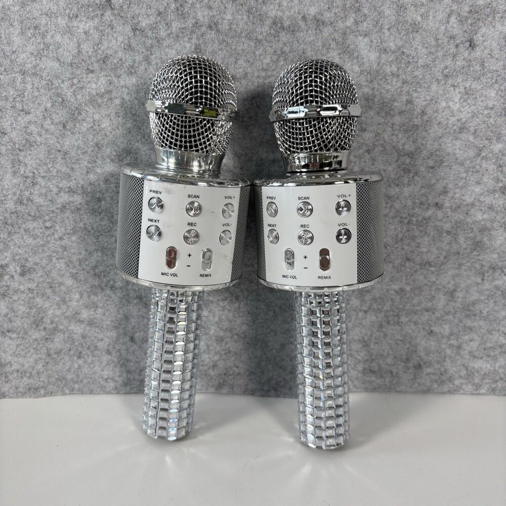Simply Tech Diamond Wireless Rechargable Karaoke Microphone w/ Speaker Set of 2